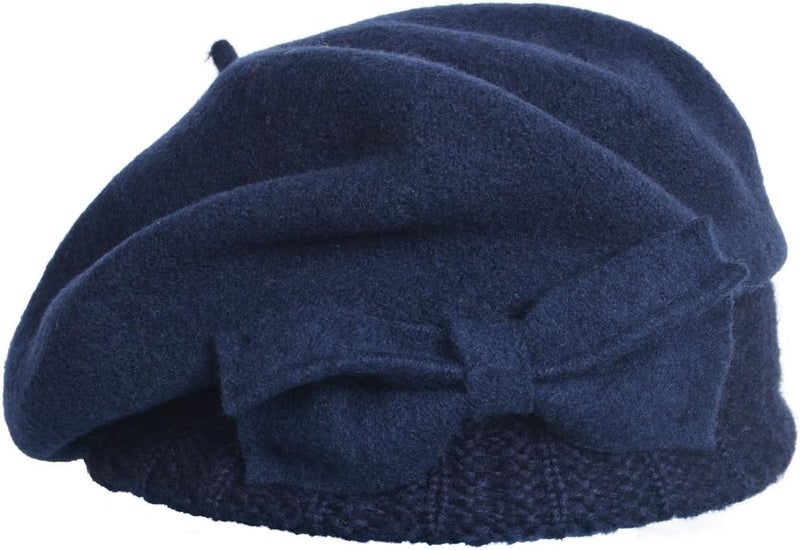 VECRY Lady French Beret 100% Wool Beret Floral Dress Beanie Winter Hat - Image 2